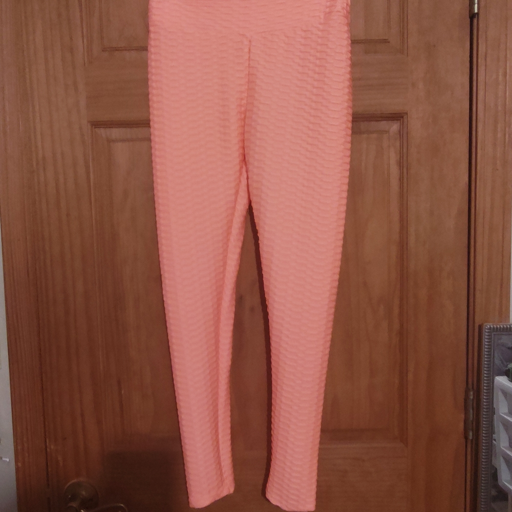 Women's Orange Textured Leggings